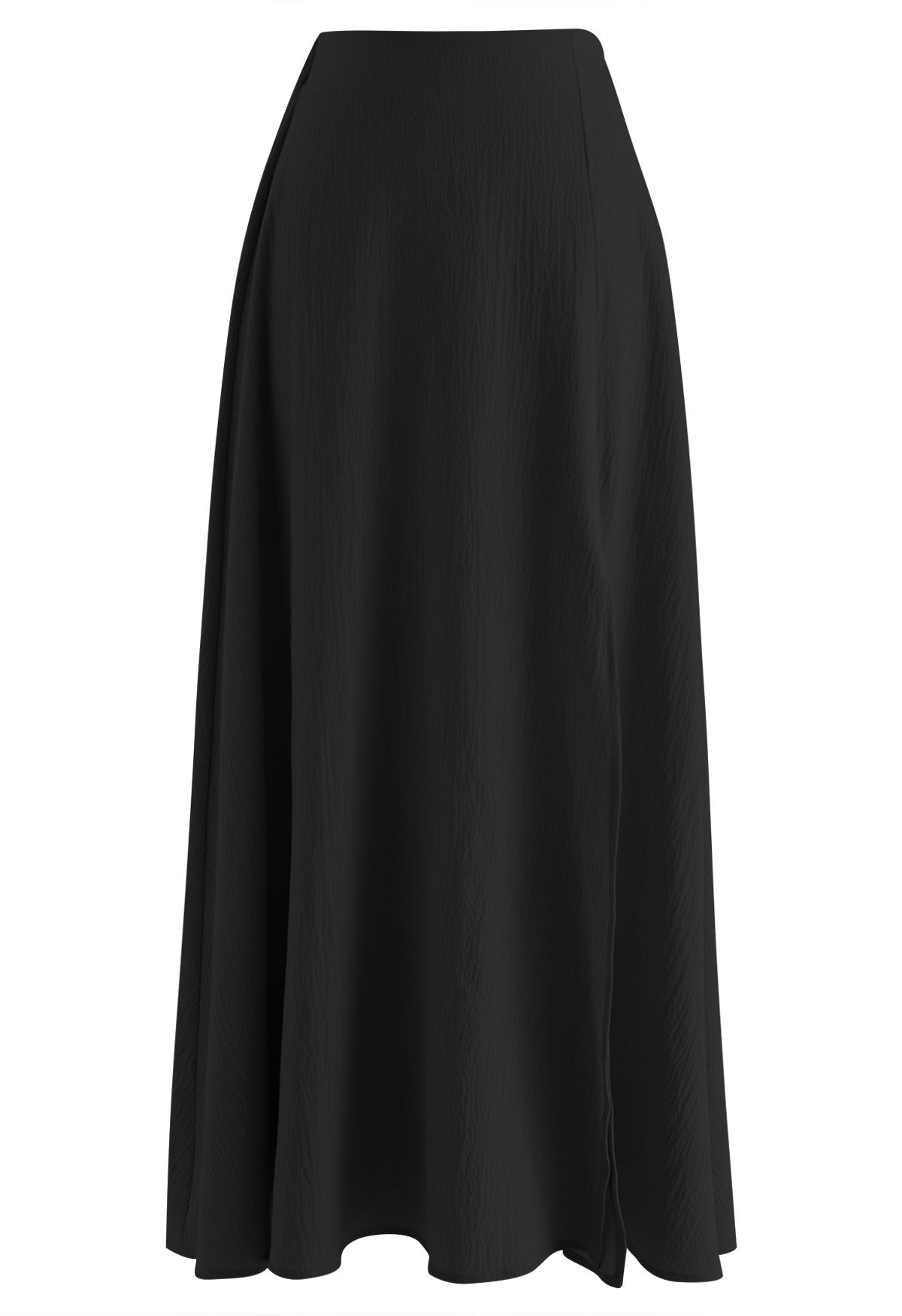 Conjunto de falda larga y top corto con escote en V retorcido en negro
