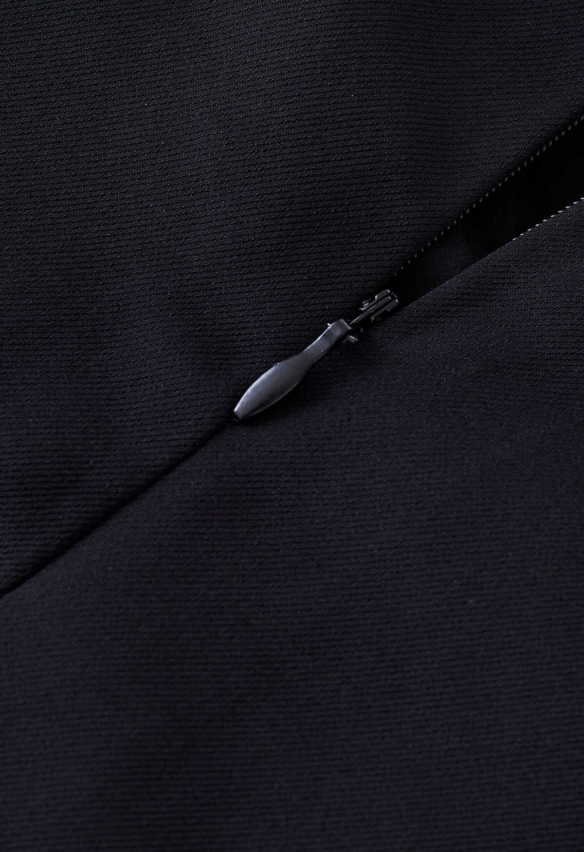 Falda pantalón mini Bud con pliegues laterales en negro