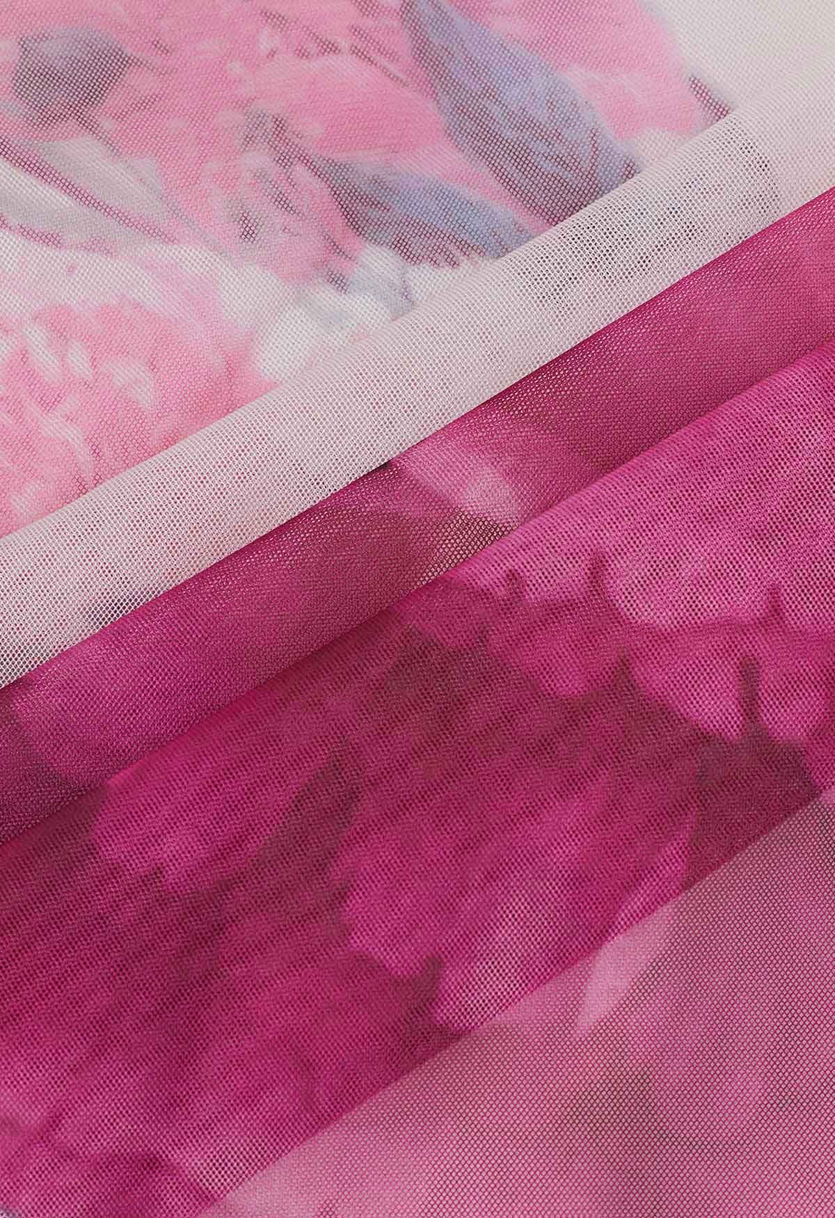 Falda de tul de malla de doble capa de Dancing in Flowers
