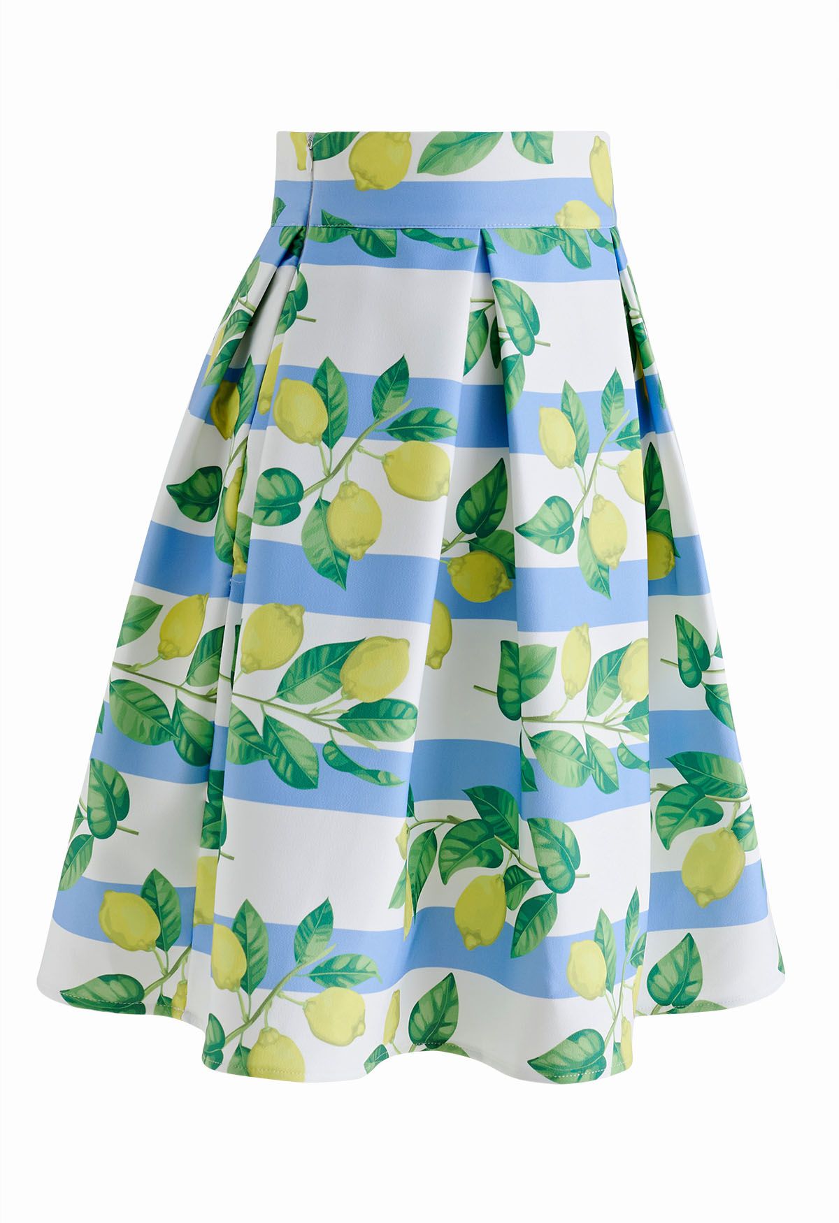 Falda plisada con rayas de rama de limón