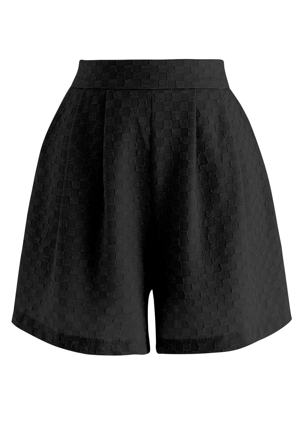 Conjunto de top y shorts con botones y bolsillos falsos con solapa en negro
