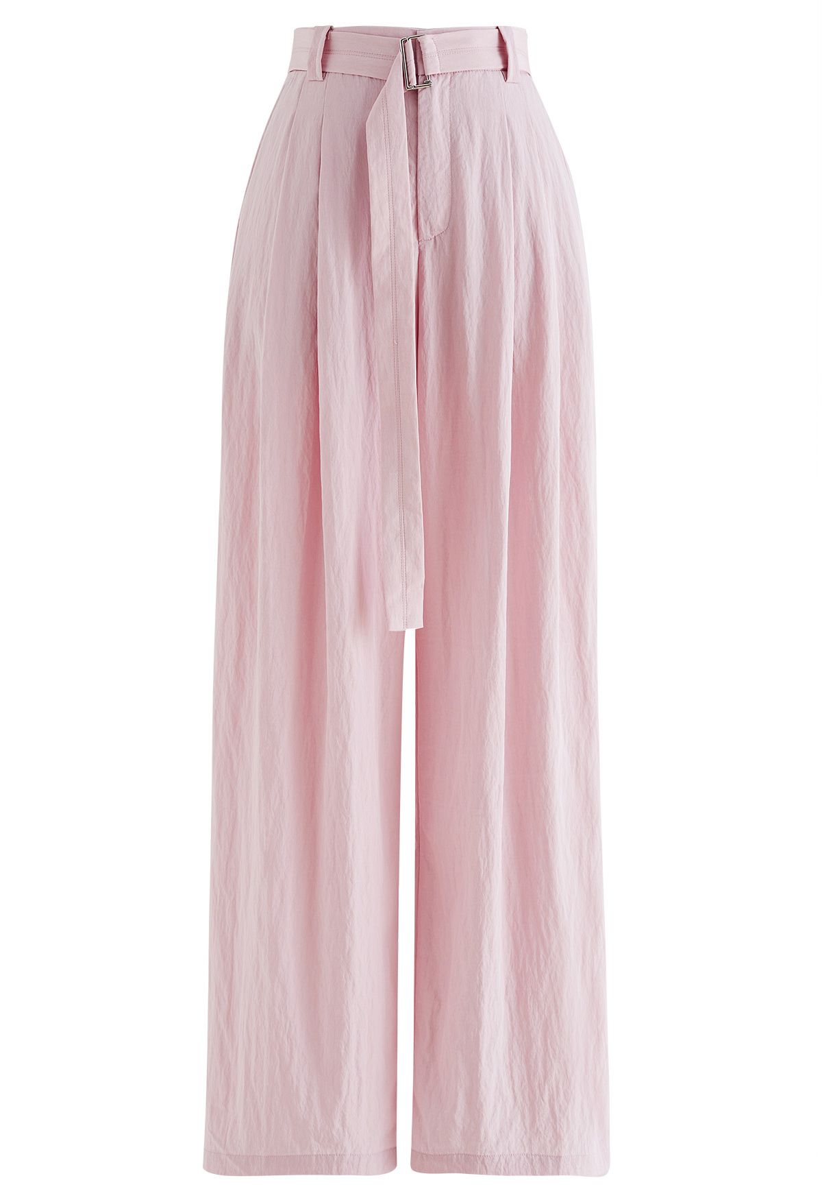 Pantalones de pernera recta con bolsillo lateral y cinturón drapeado en rosa