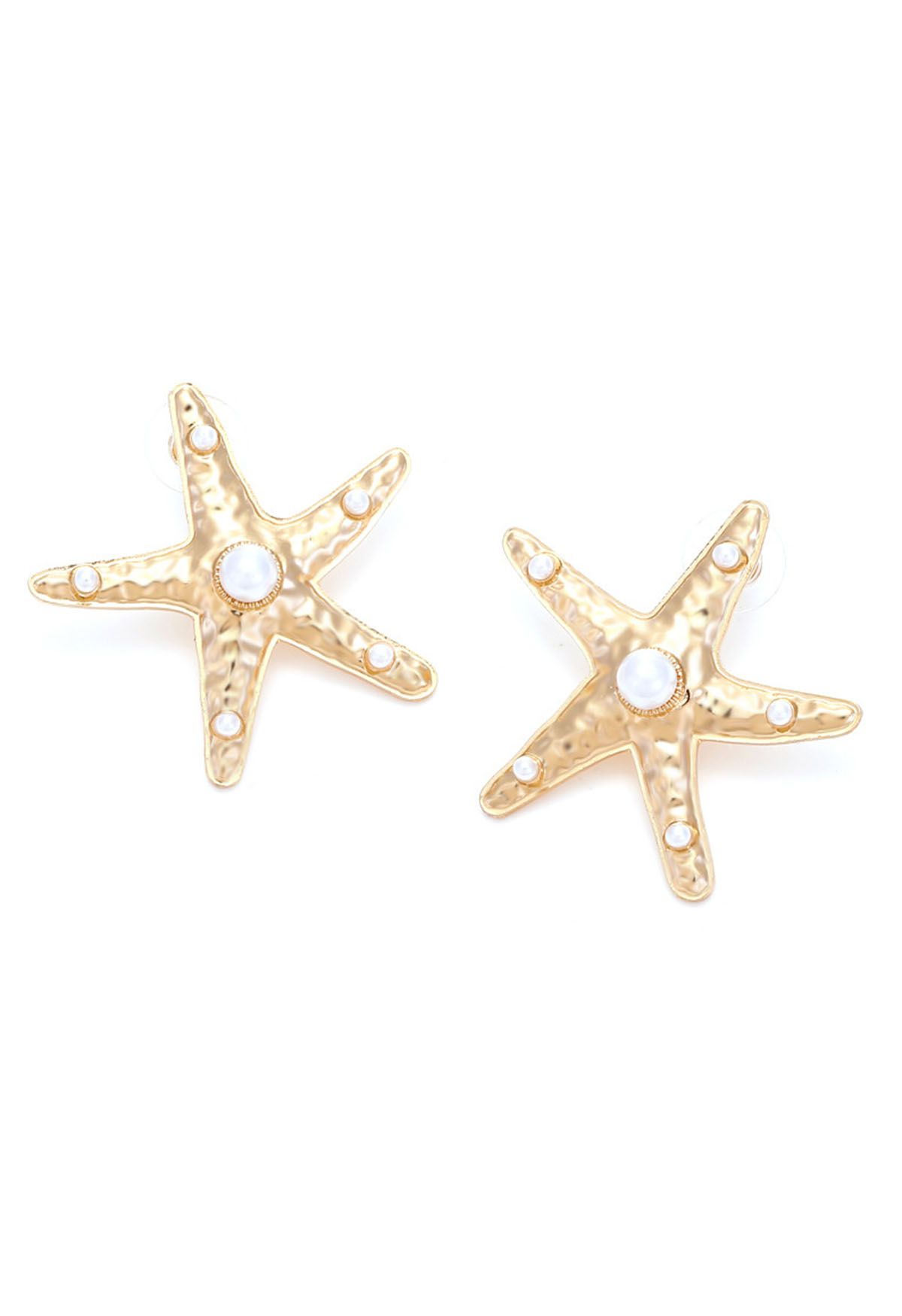 Pendientes de estrella de mar con decoración de perlas