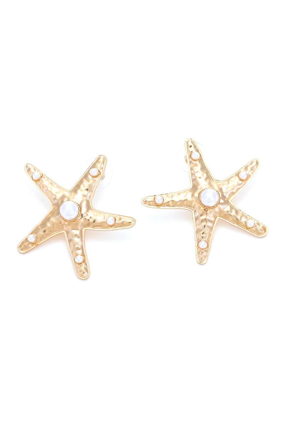 Pendientes de estrella de mar con decoración de perlas