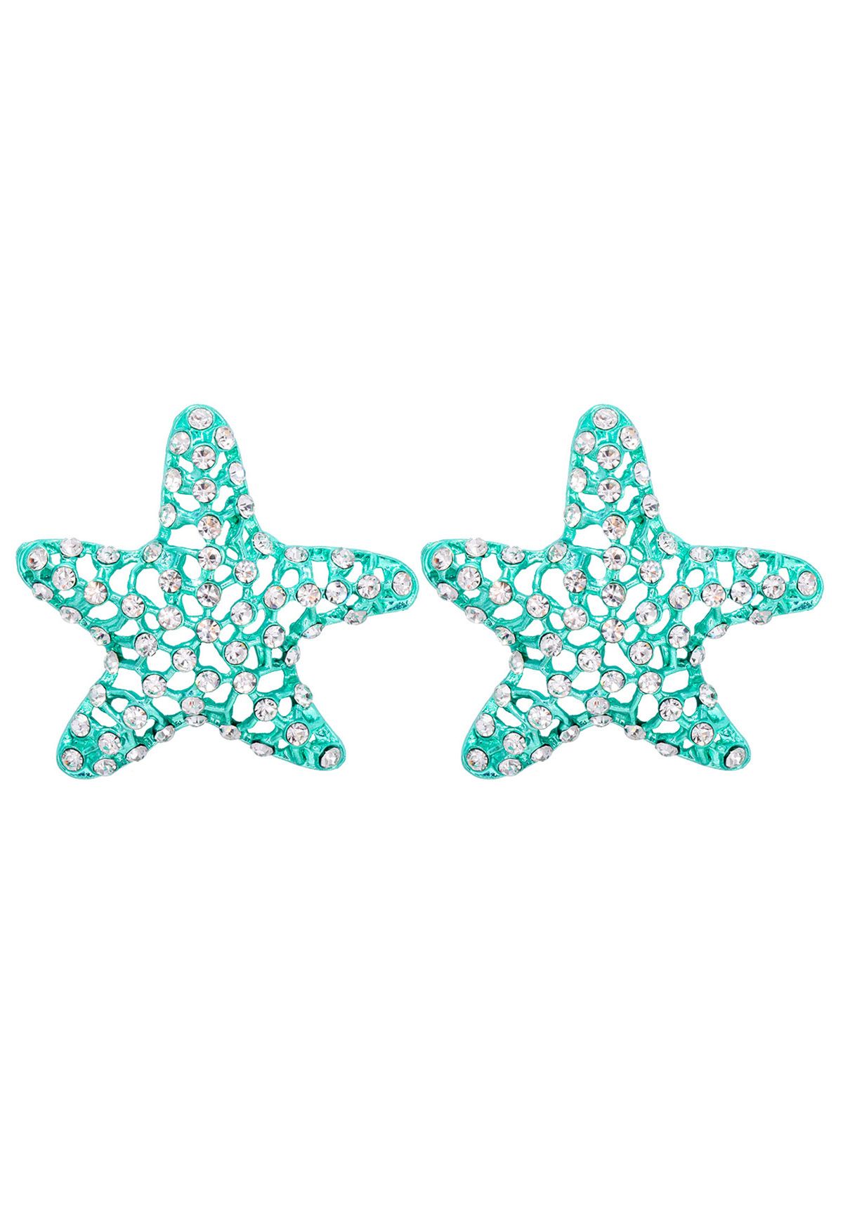 Aretes de estrella de mar con circonitas huecas en menta