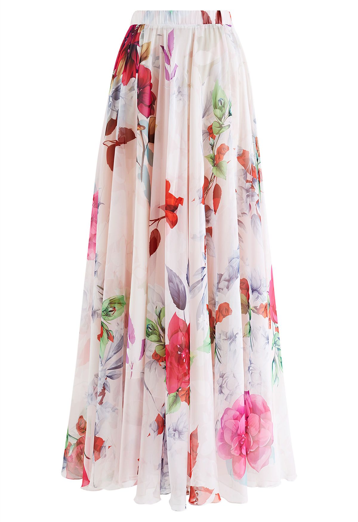 Falda larga de gasa con estampado de rosas de Best Blooms en rubor