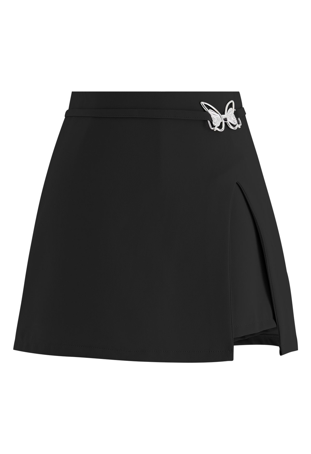 Falda pantalón mini Bud con aberturas decoradas con mariposas de metal en negro