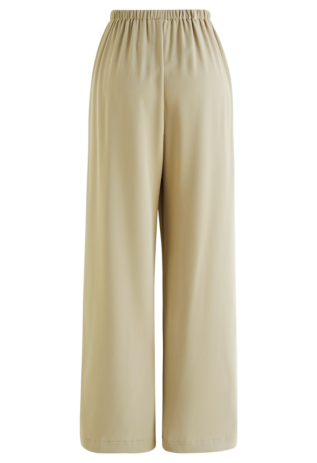 Pantalones sin cordones de satén liso en marrón claro