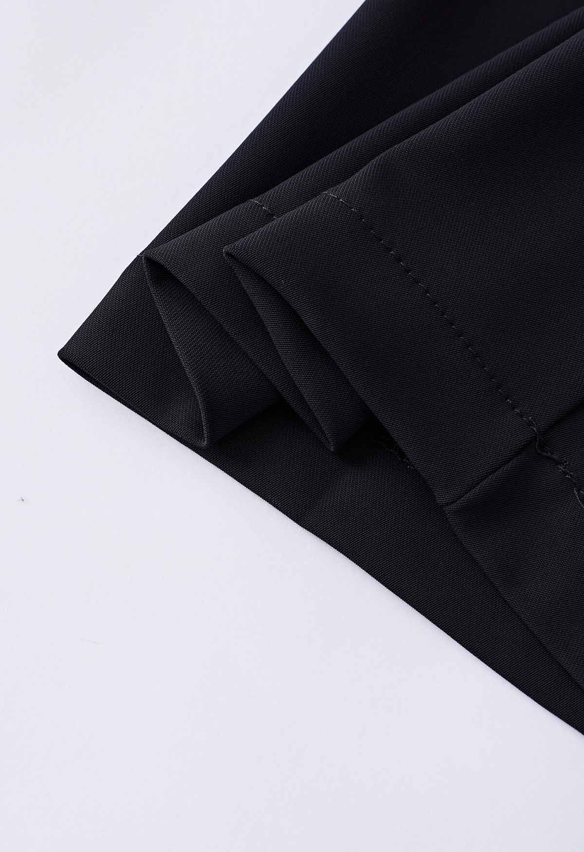 Pantalones sin tirantes de satén liso en negro