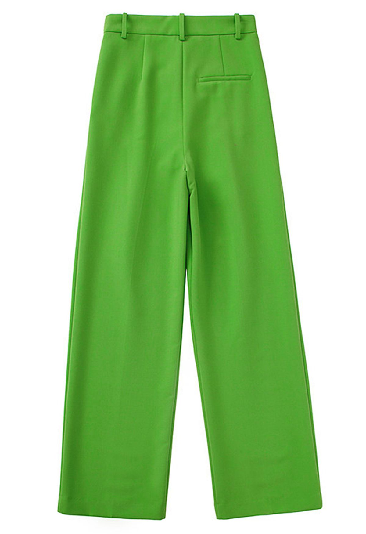 Pantalones rectos con detalle plisado verde hierba