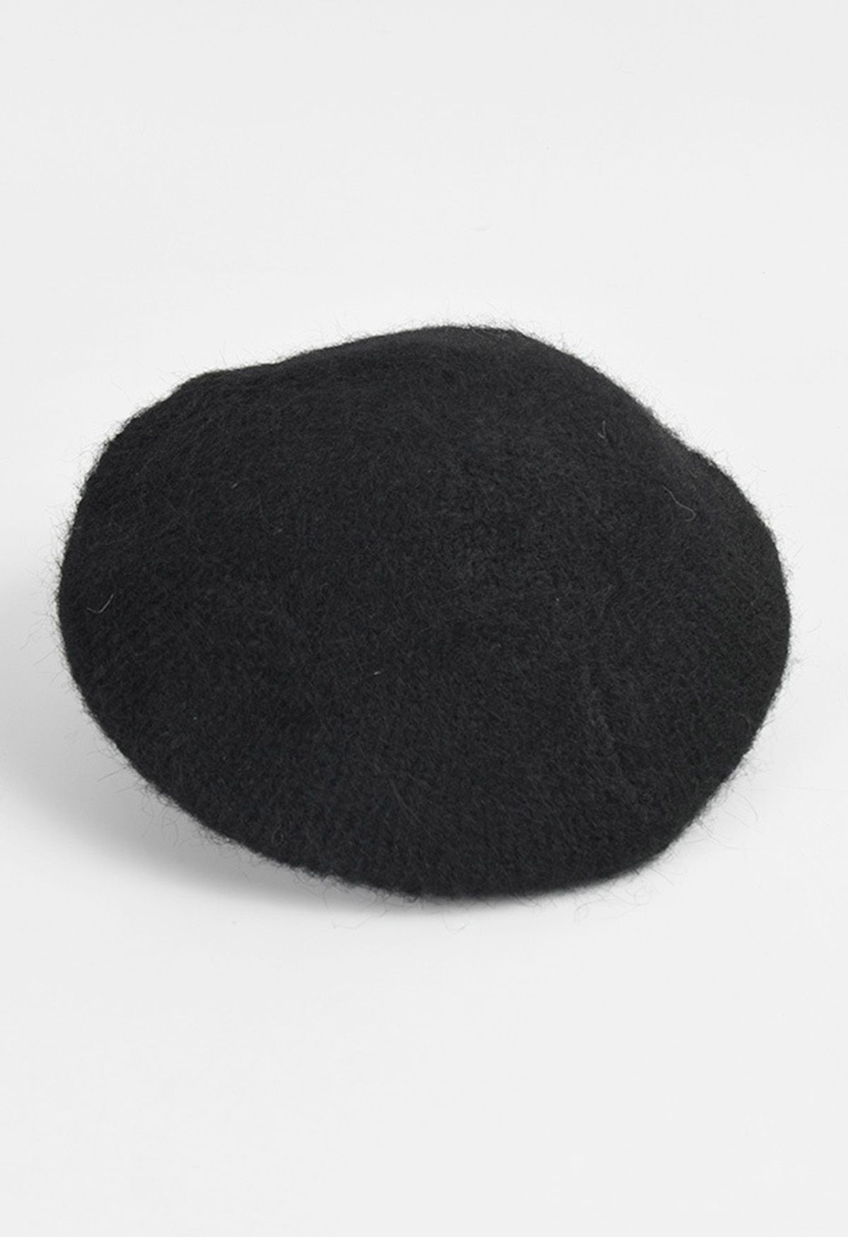 Gorro tipo boina Fuzzy de mezcla de lana en negro