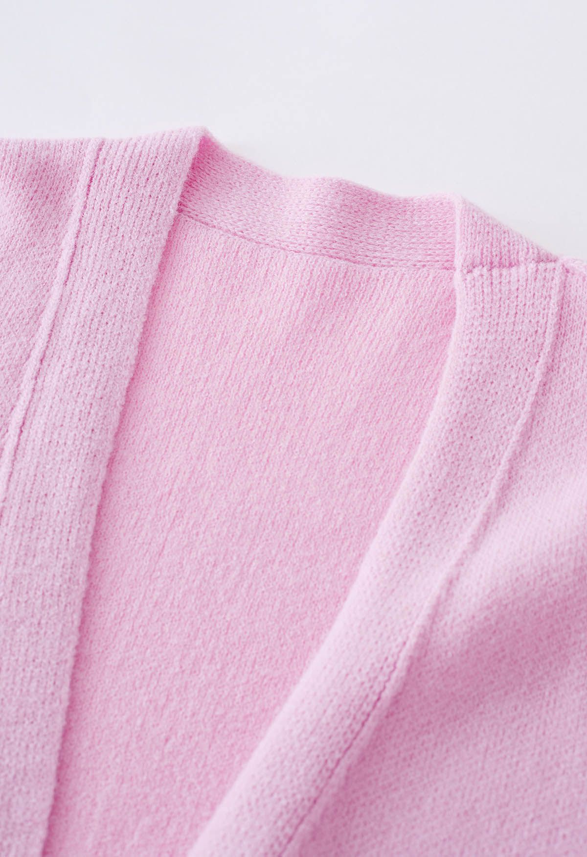 Cárdigan de punto extragrande con frente abierto casual con bolsillos en rosa