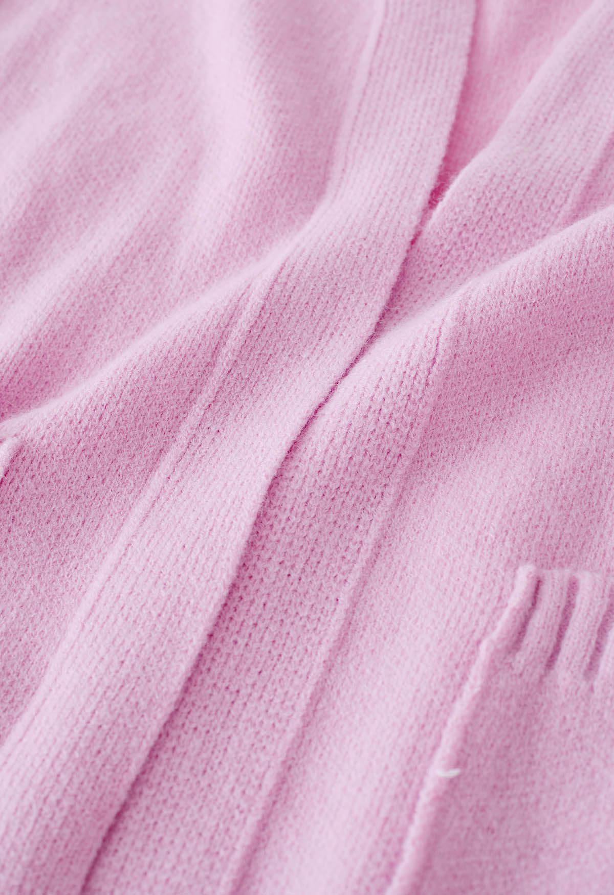 Cárdigan de punto extragrande con frente abierto casual con bolsillos en rosa