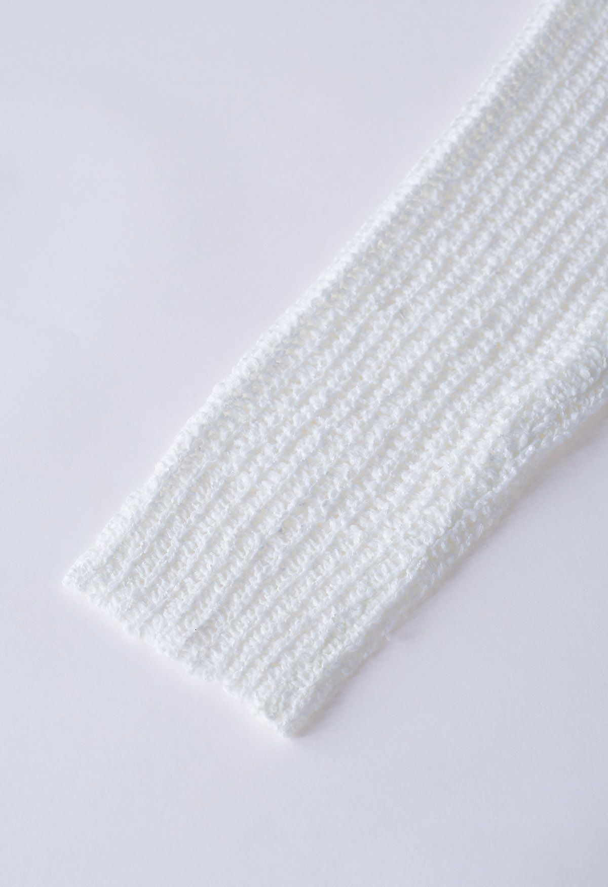 Suéter con cuello en V de punto acanalado Texture en blanco