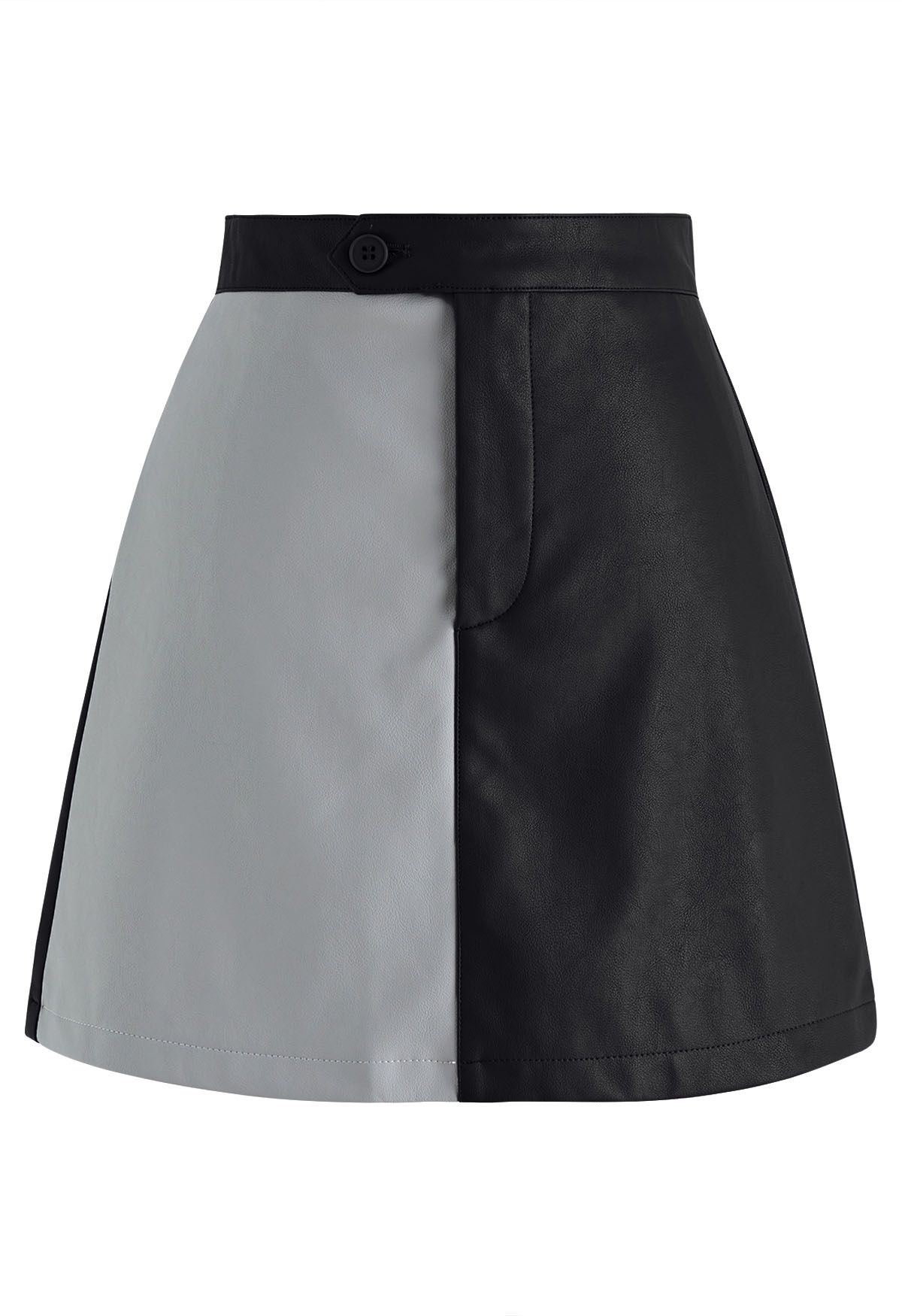 Minifalda Bud de piel sintética de dos tonos en negro