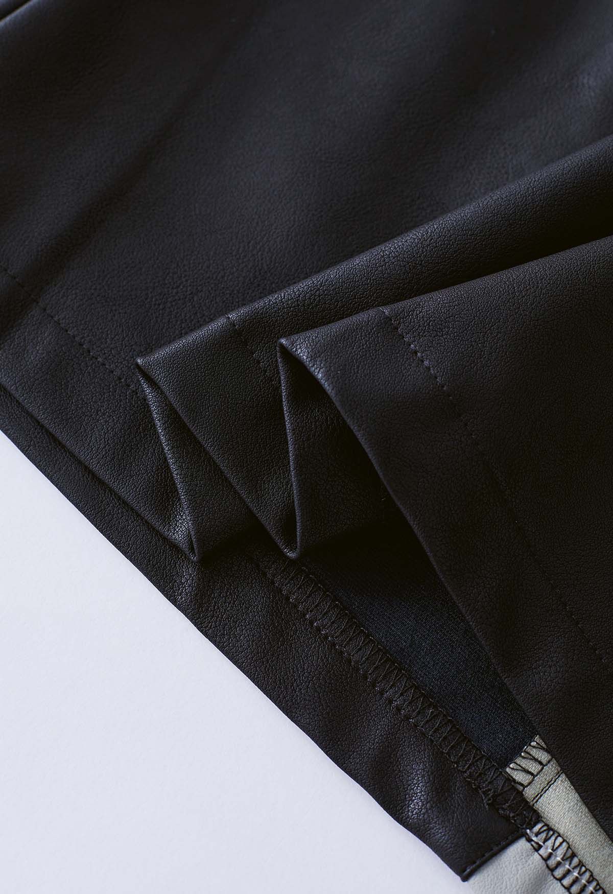 Minifalda Bud de piel sintética de dos tonos en negro