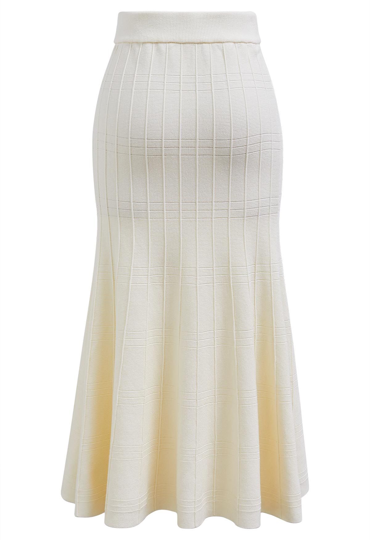Falda de sirena de punto con costura en color crema