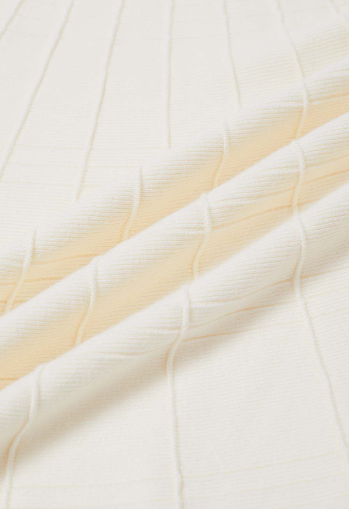 Falda de sirena de punto con costura en color crema