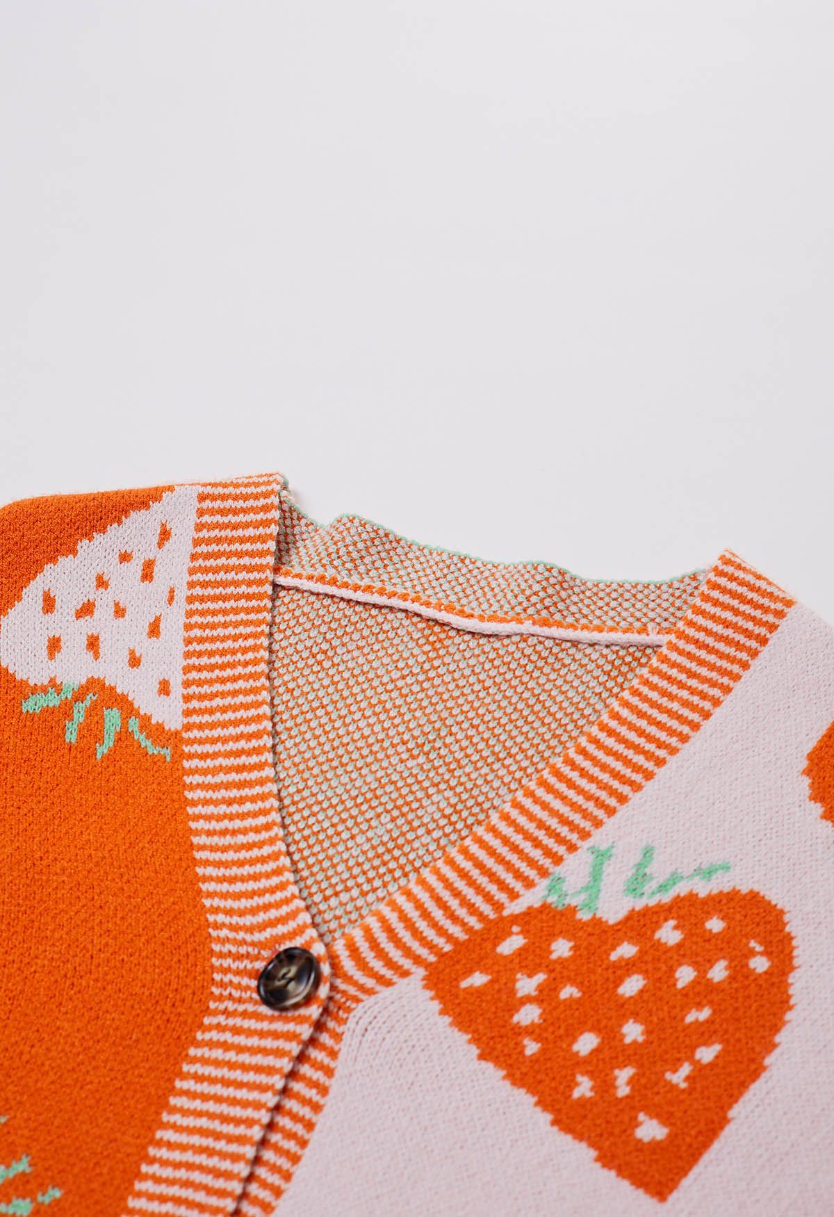 Cárdigan con botones de fresa de dos tonos en naranja