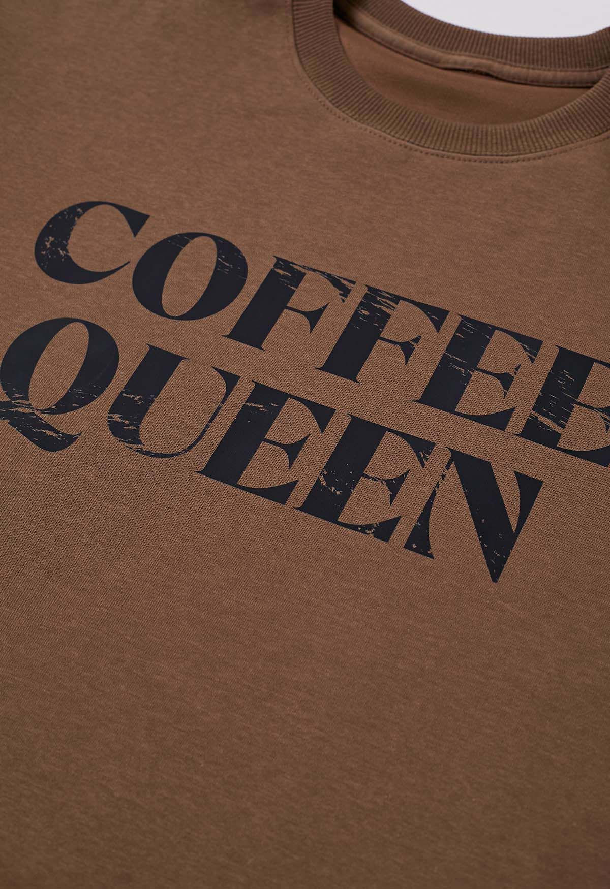 Sudadera Estampada Coffee Queen en Marrón