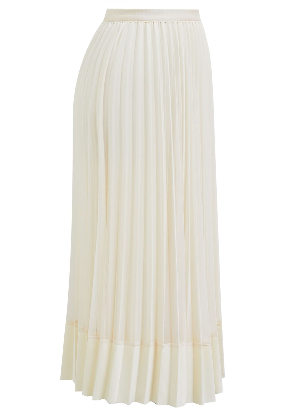 Falda de tul de malla plisada con dobladillo con paneles en color crema
