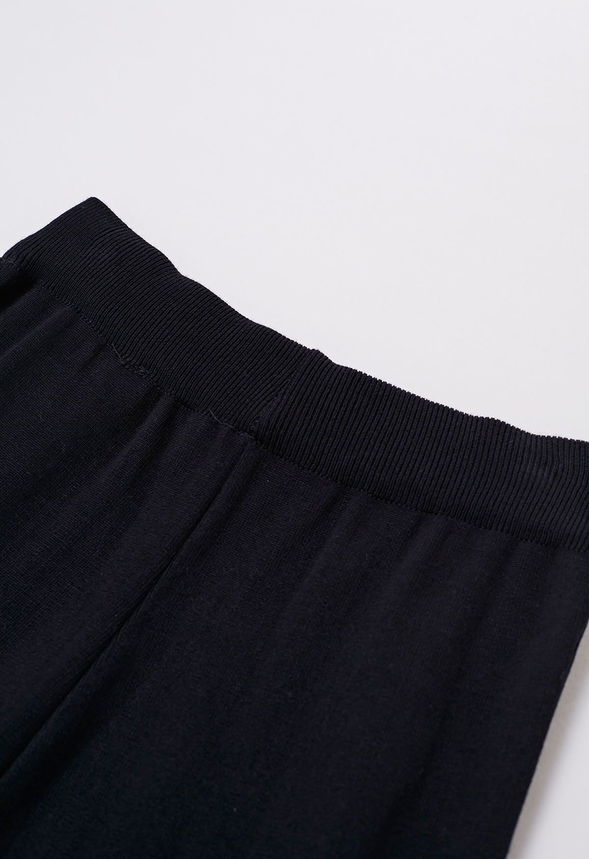 Conjunto de pantalón y cárdigan de punto cruzado con diseño de pata de gallo en negro