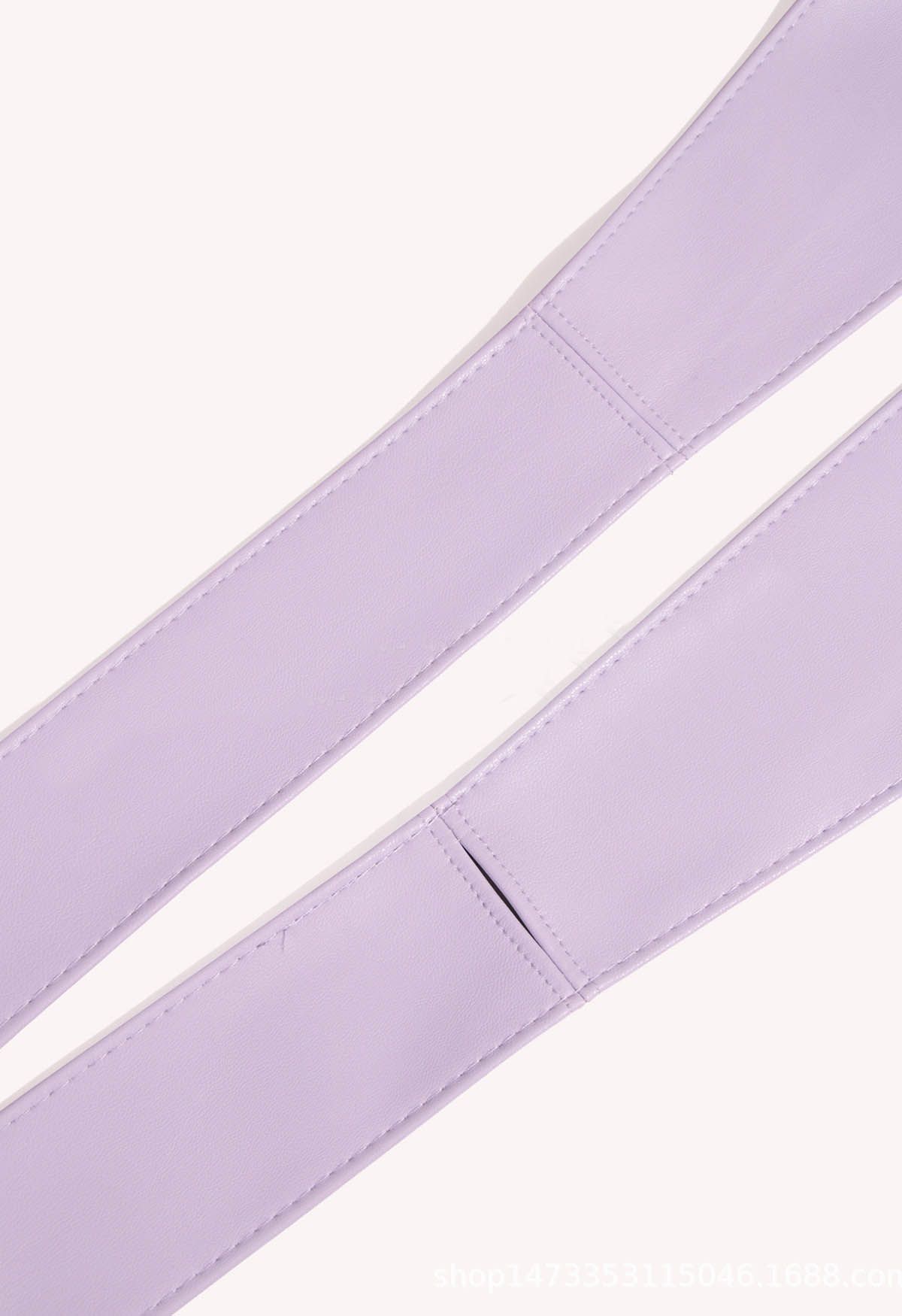 Cinturón tipo corsé con nudo anudado de piel sintética en color lila