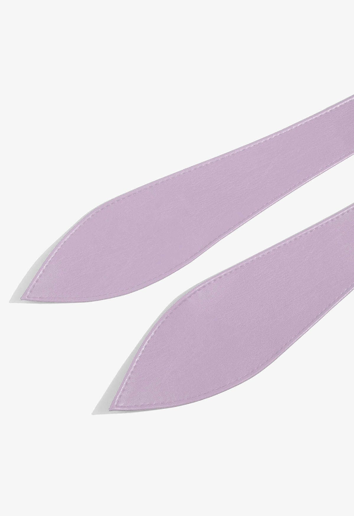 Cinturón tipo corsé con nudo anudado de piel sintética en color lila