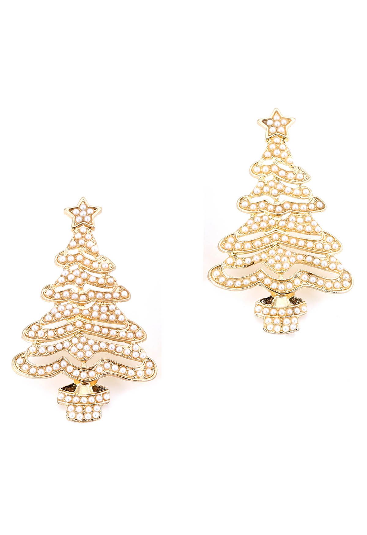 Pendientes deslumbrantes llenos de perlas para árbol de Navidad