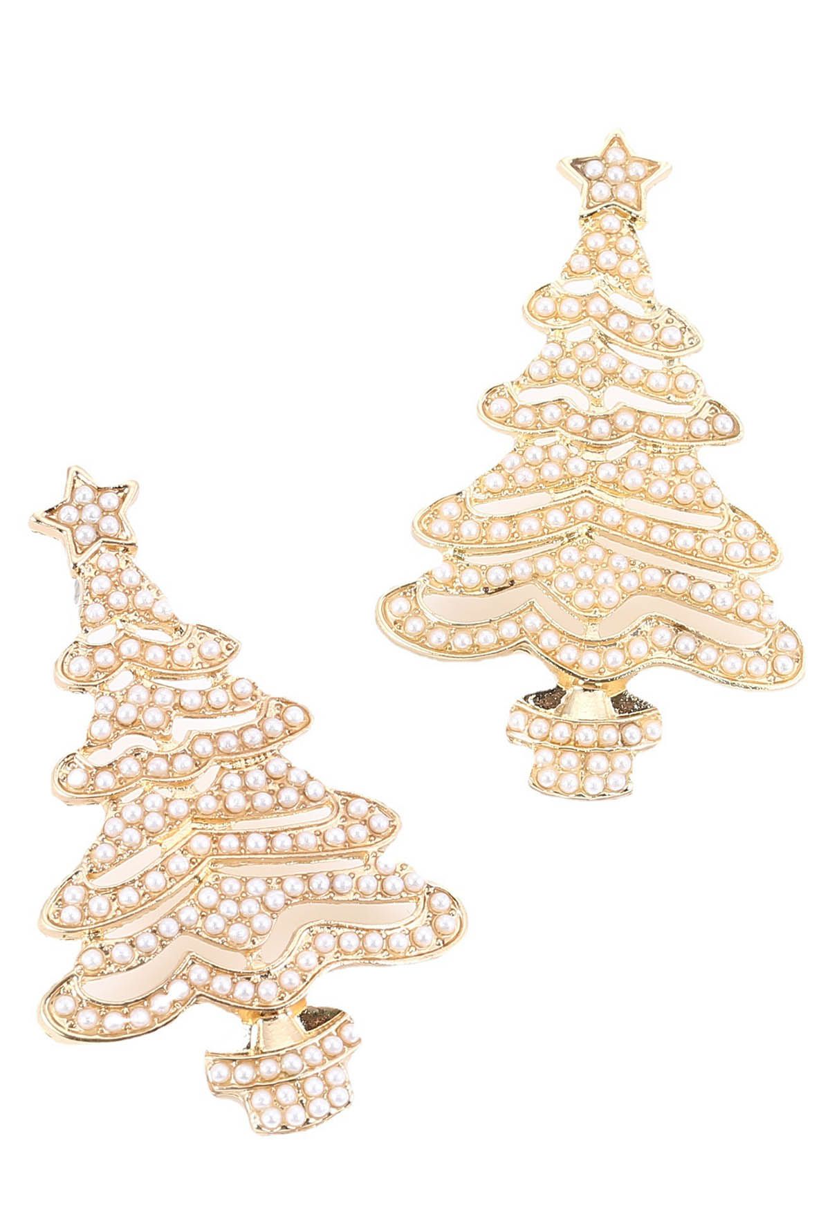 Pendientes deslumbrantes llenos de perlas para árbol de Navidad