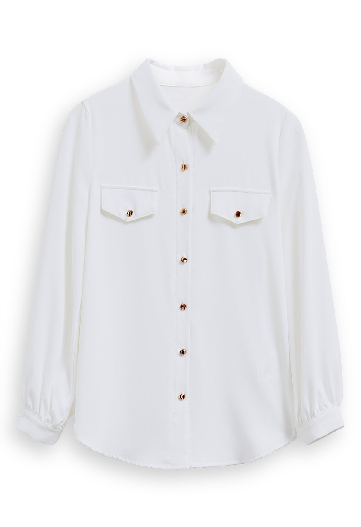 Camisa de gasa con detalles de botones de estilo moderno en blanco