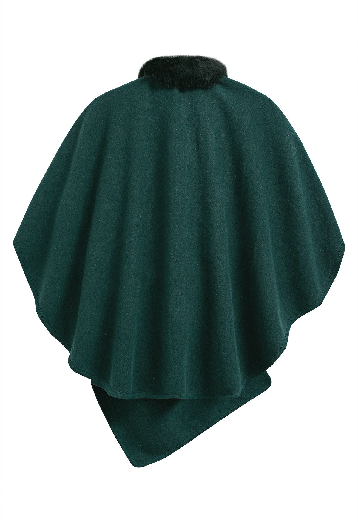 Poncho reversible con cuello de piel sintética en verde oscuro