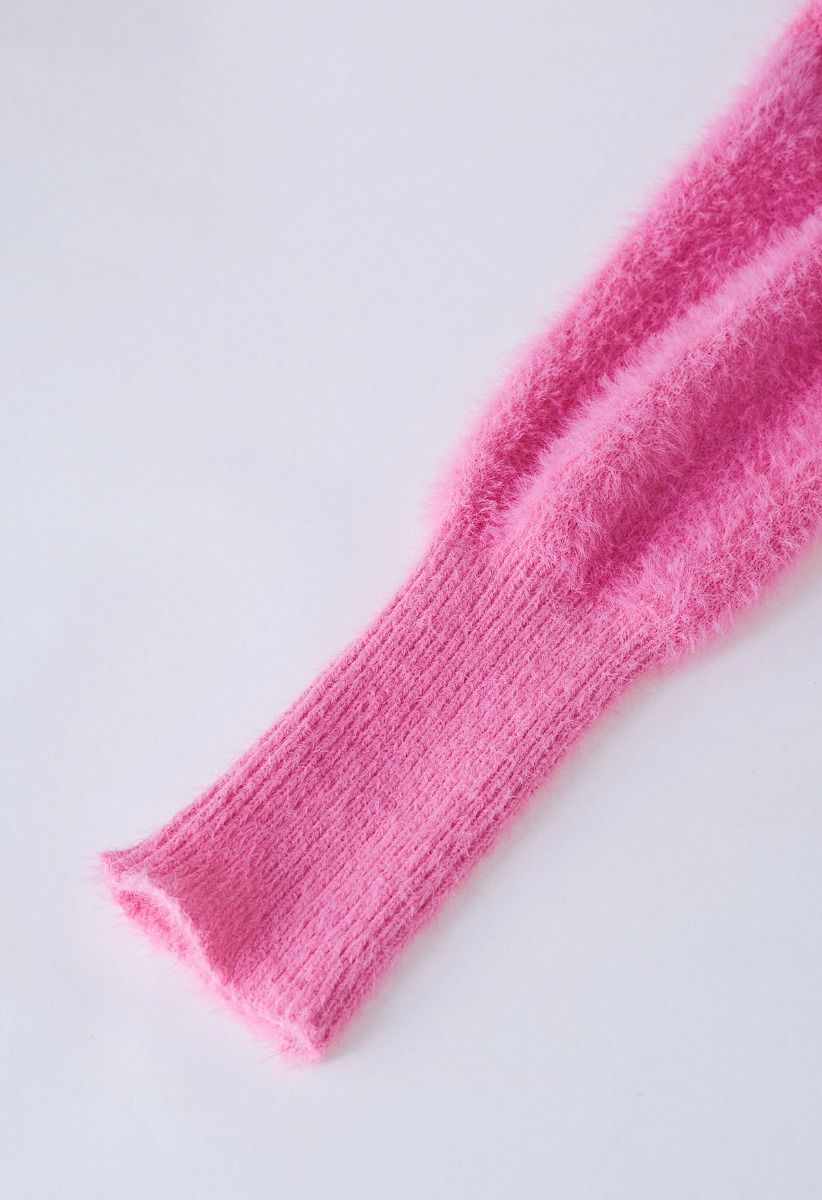 Suéter de punto borroso con cuello alto en rosa de Cozy Perfection