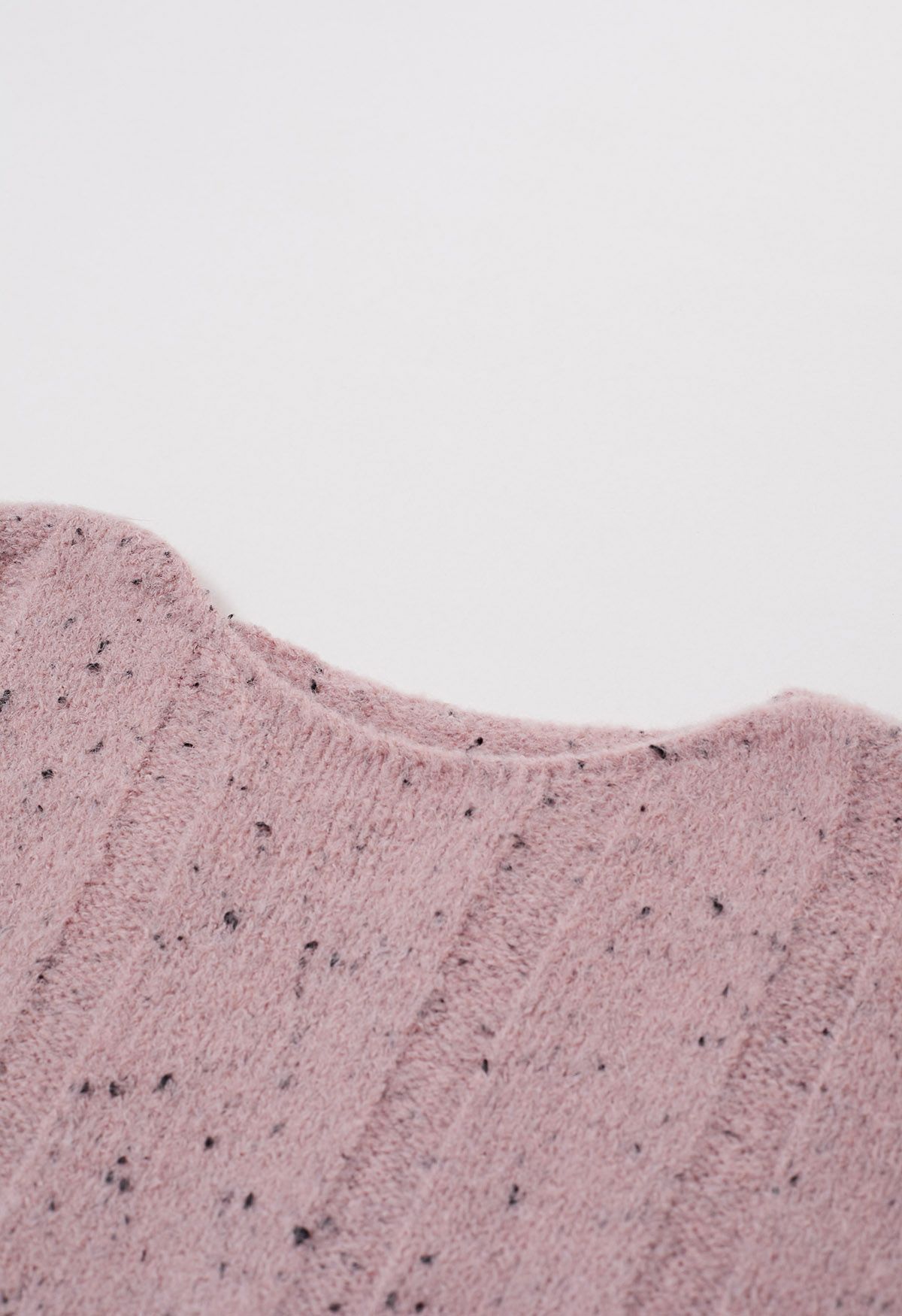 Acogedor suéter de punto mixto con hombros caídos en rosa