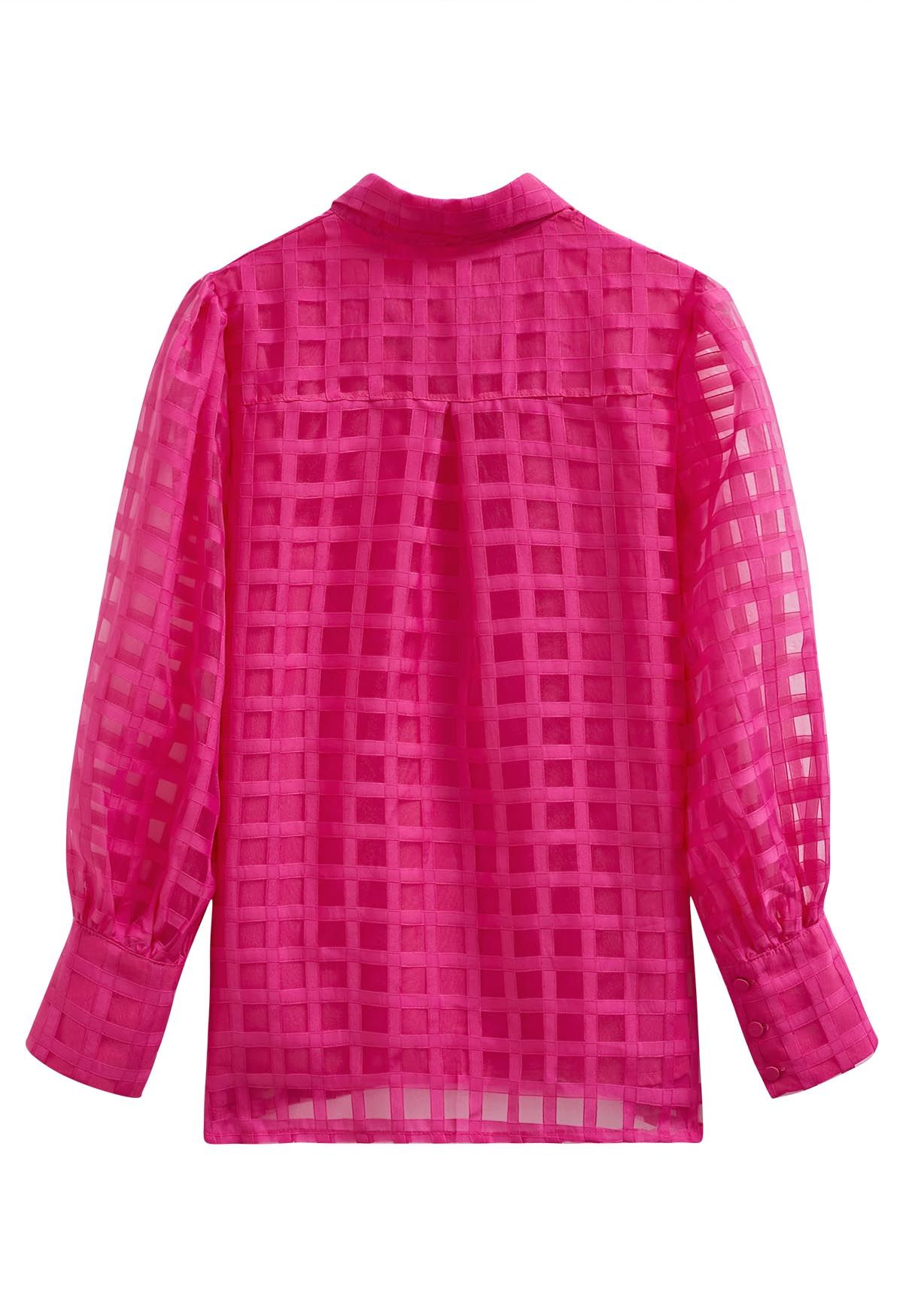 Camisa con botones y estampado de cuadros en rosa fuerte