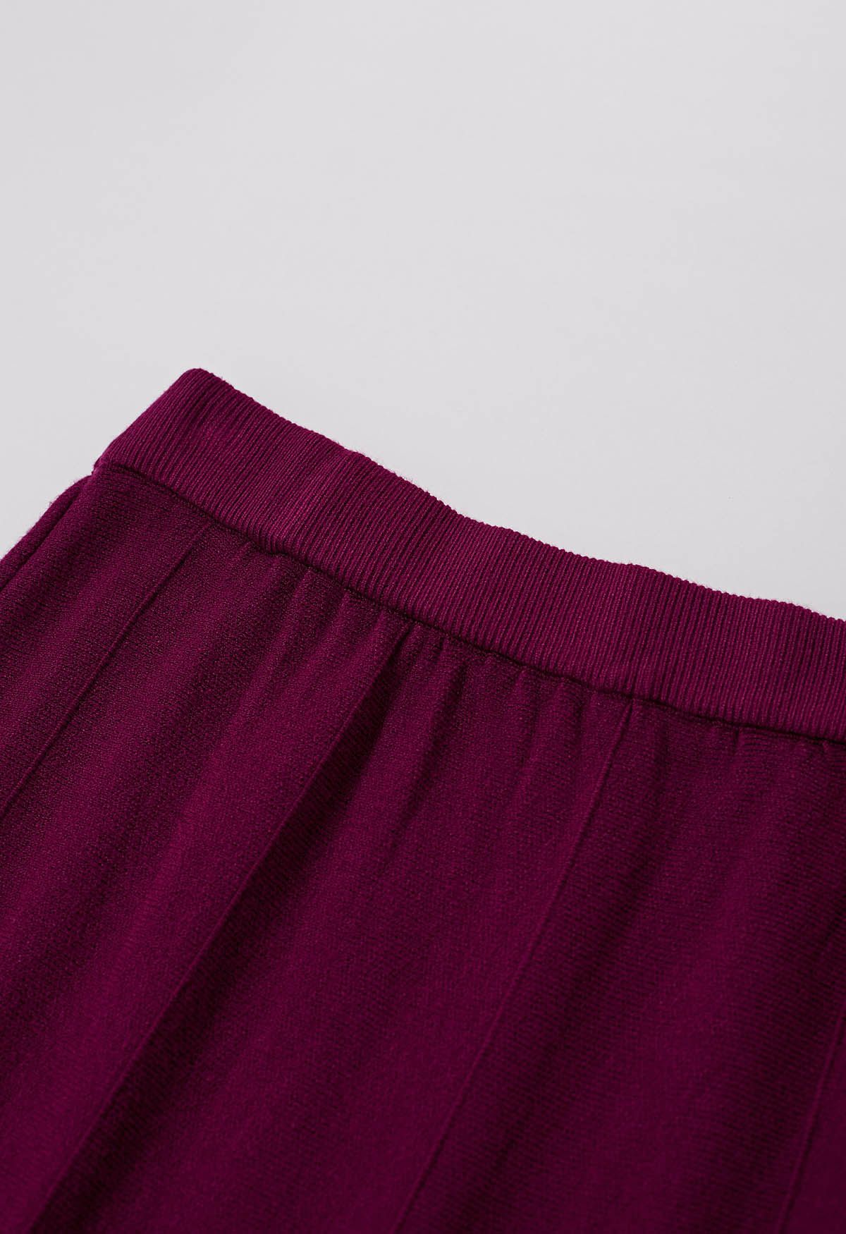 Falda midi de punto con dobladillo con volantes en violeta