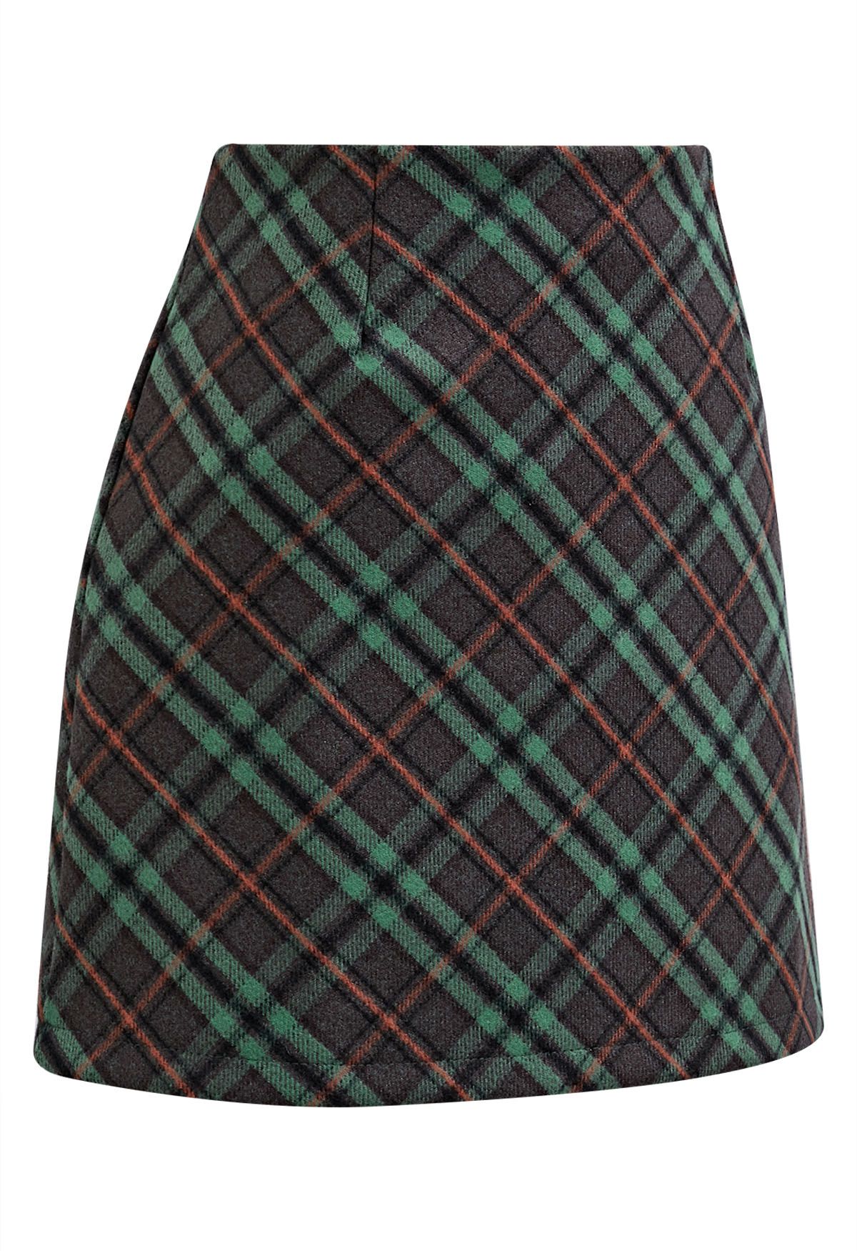 Minifalda Bud de tartán moderno en verde