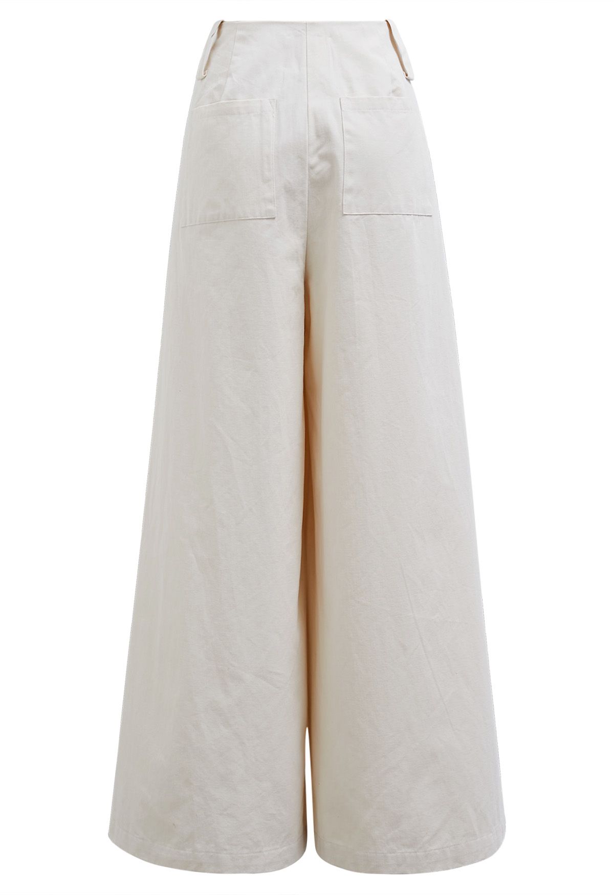 Cómodos pantalones anchos de algodón en color marfil