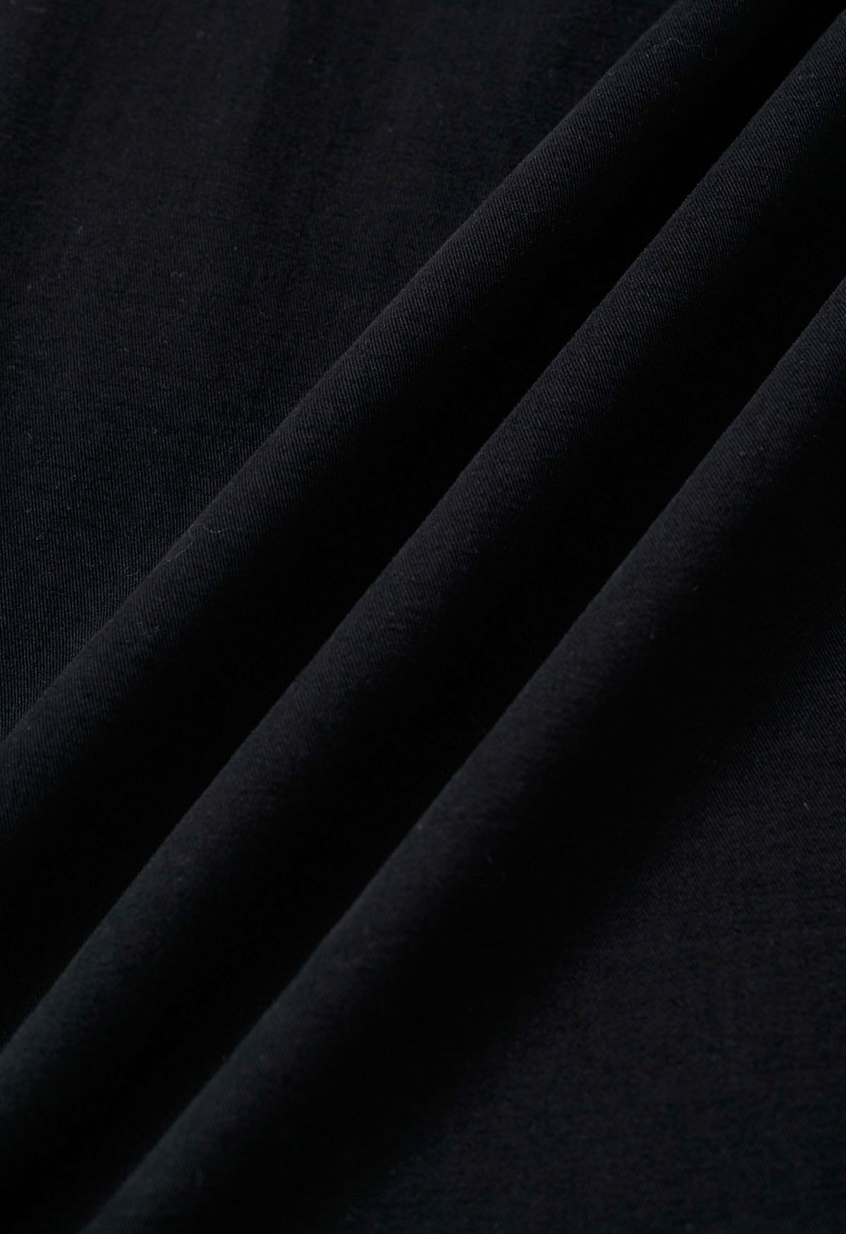 Cómodos pantalones anchos de algodón en negro