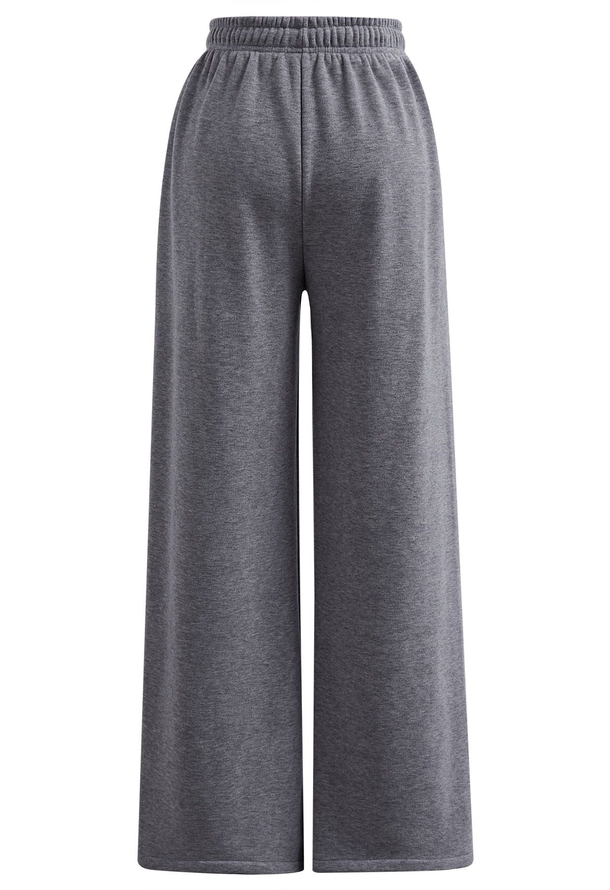 Pantalones cómodos con forro de terciopelo en gris