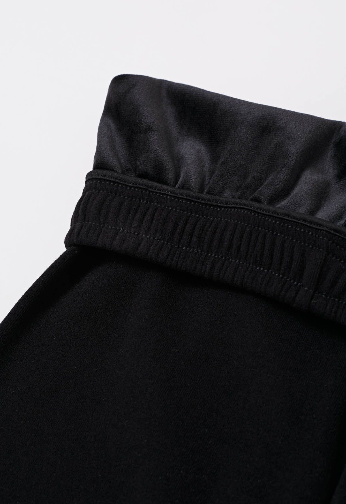 Pantalones cómodos con forro de terciopelo en negro