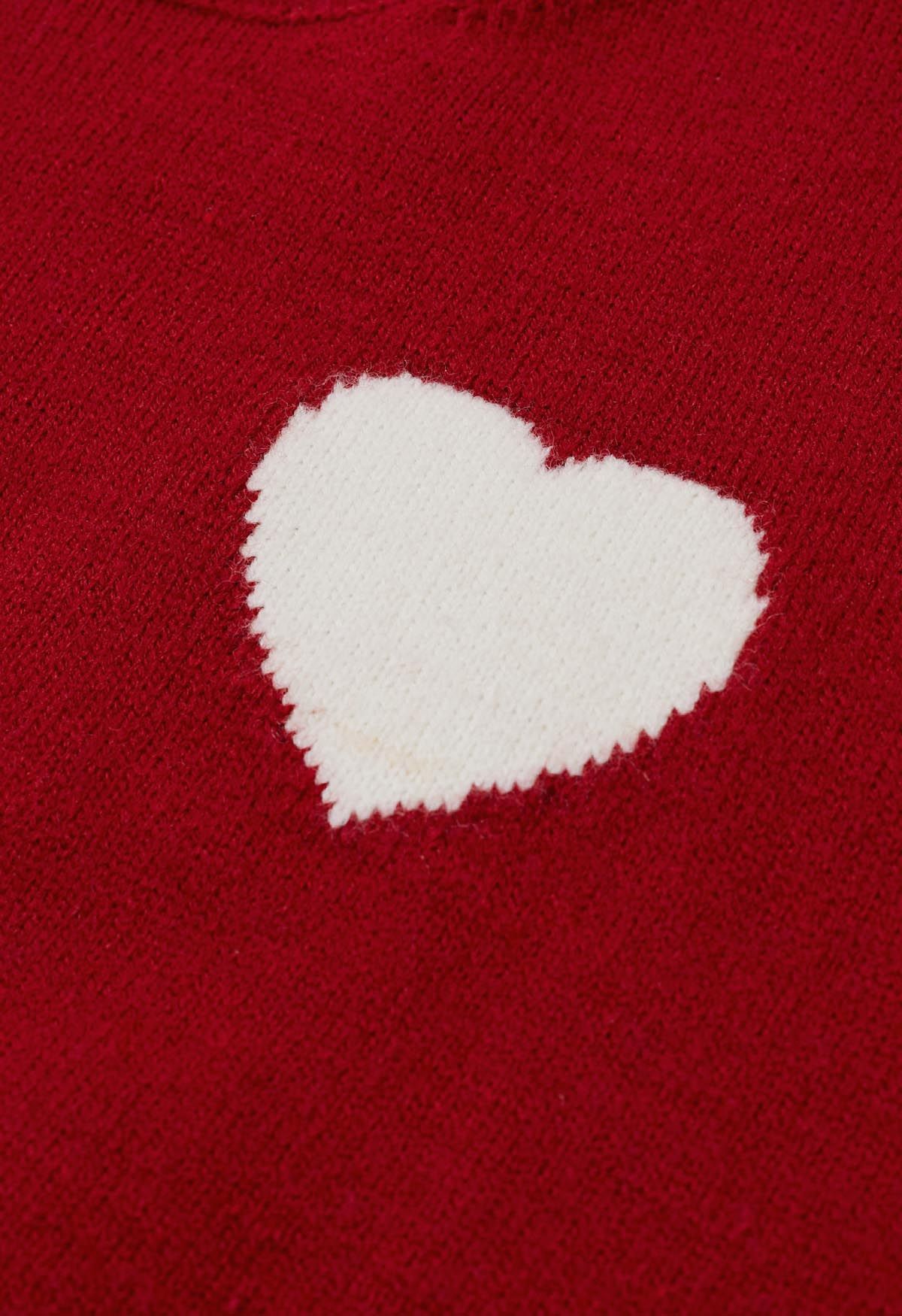 Suéter de punto acogedor Sweet Heart en rojo