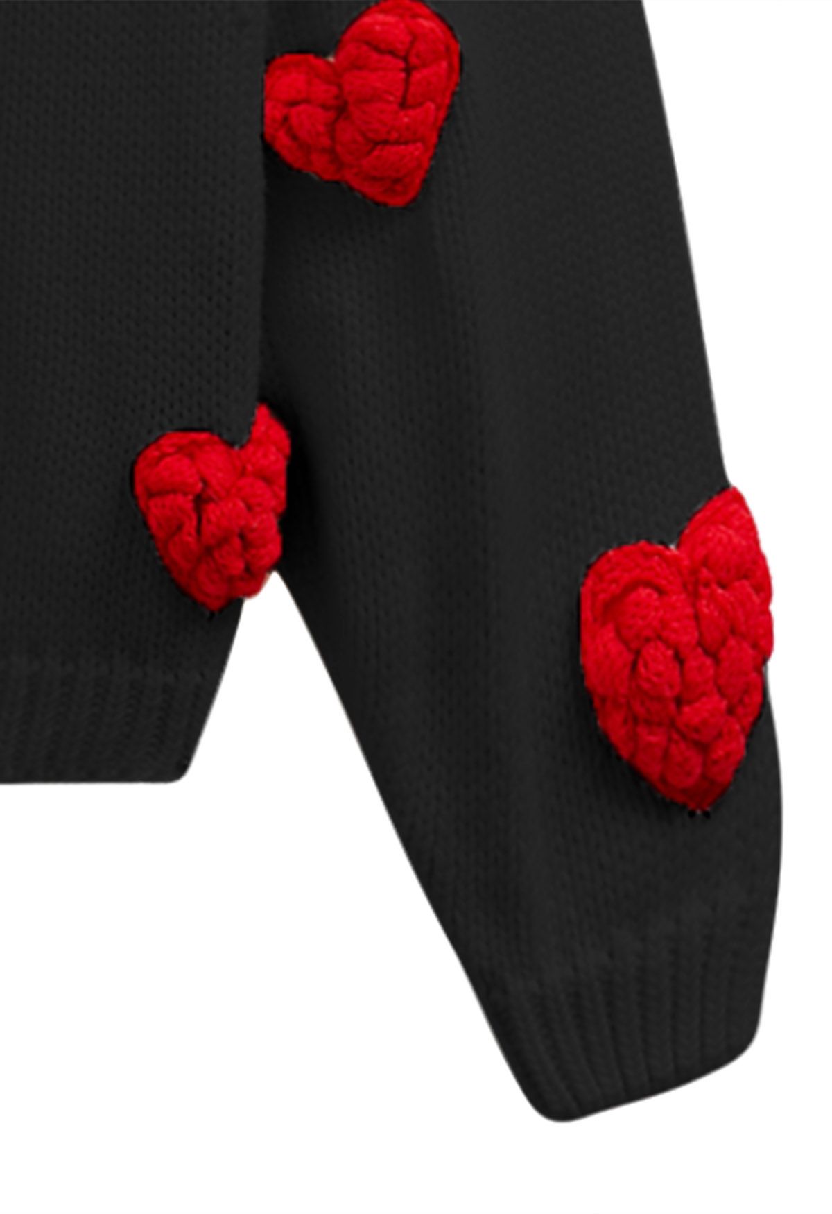 Cárdigan romántico de punto con corazón 3D en negro