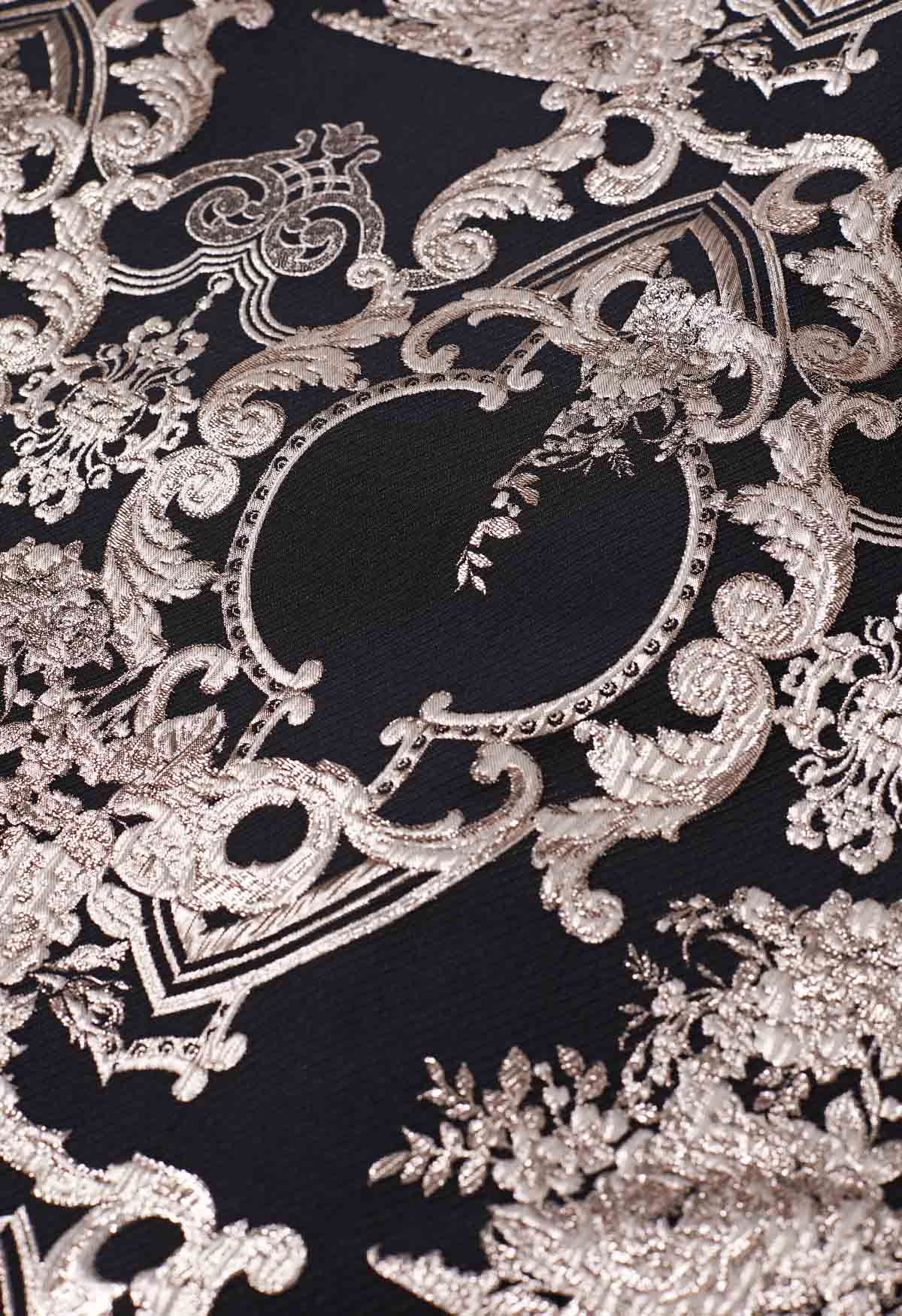 Falda larga de jacquard barroco con hilo metálico en negro de Glamorous