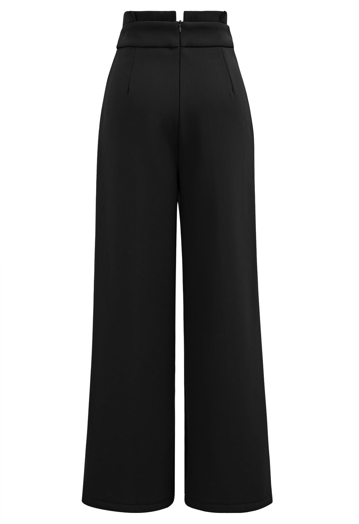 Pantalones rectos gruesos con cintura plisada en negro