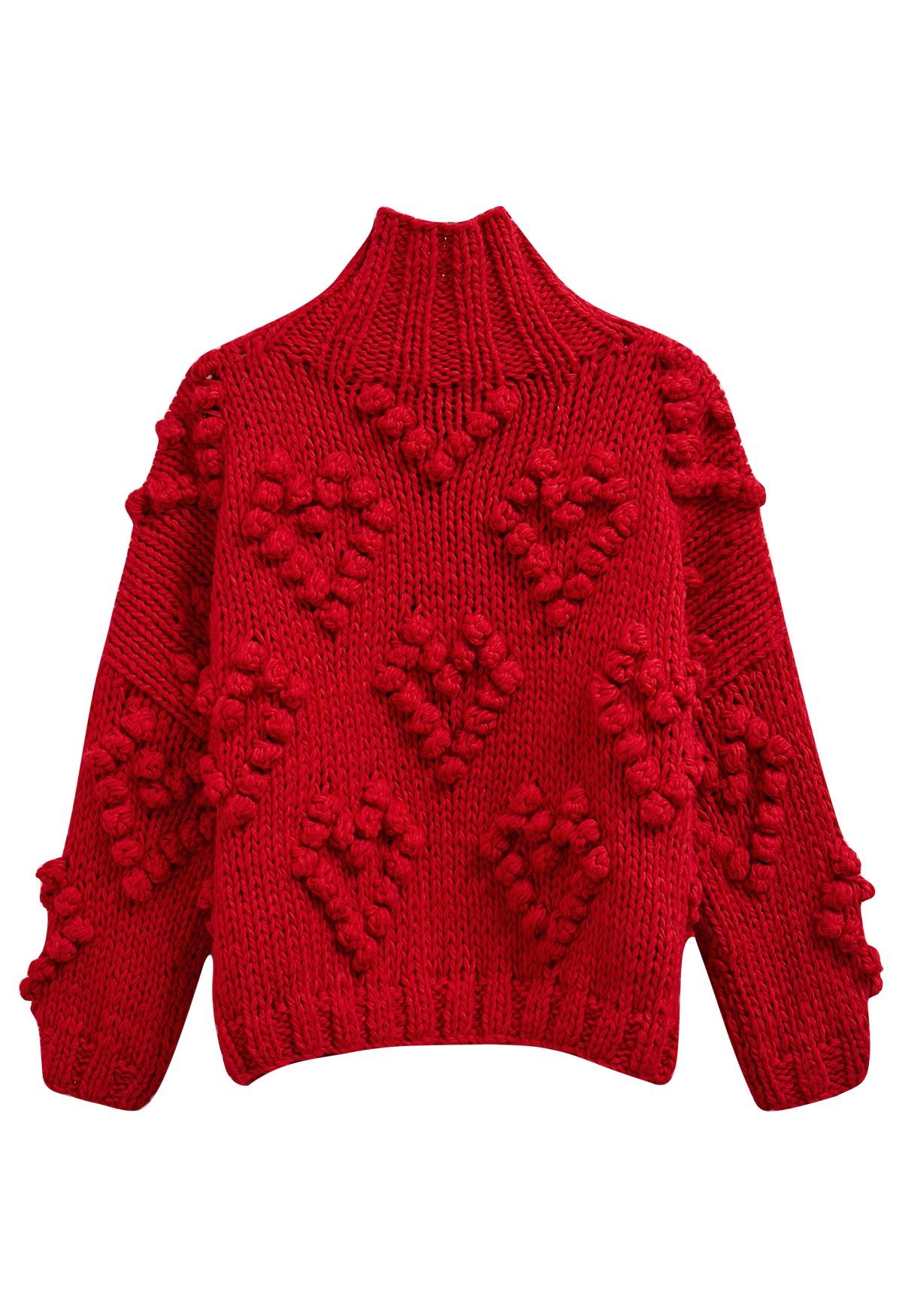 Suéter de cuello alto de Knit Your Love en rojo