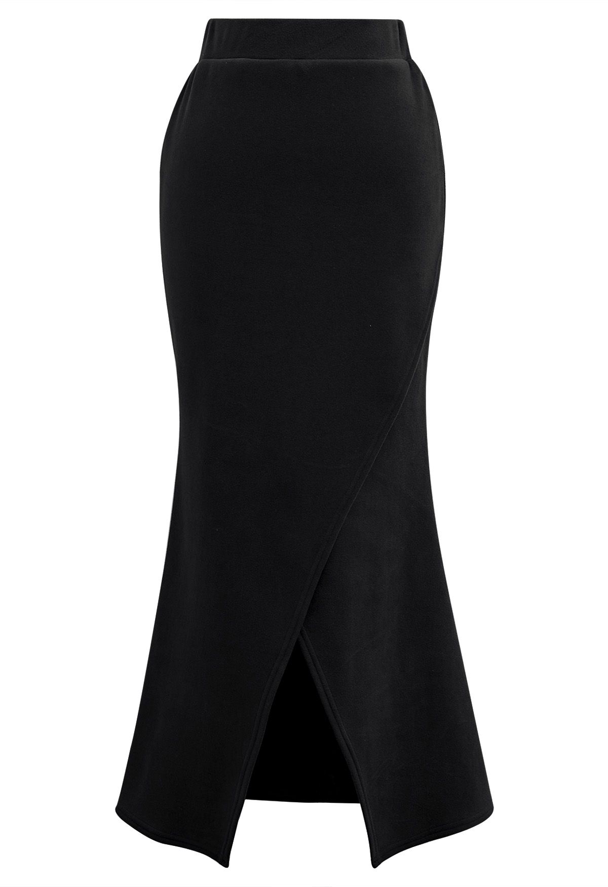 Falda de sirena con solapa gruesa y cintura elástica en negro