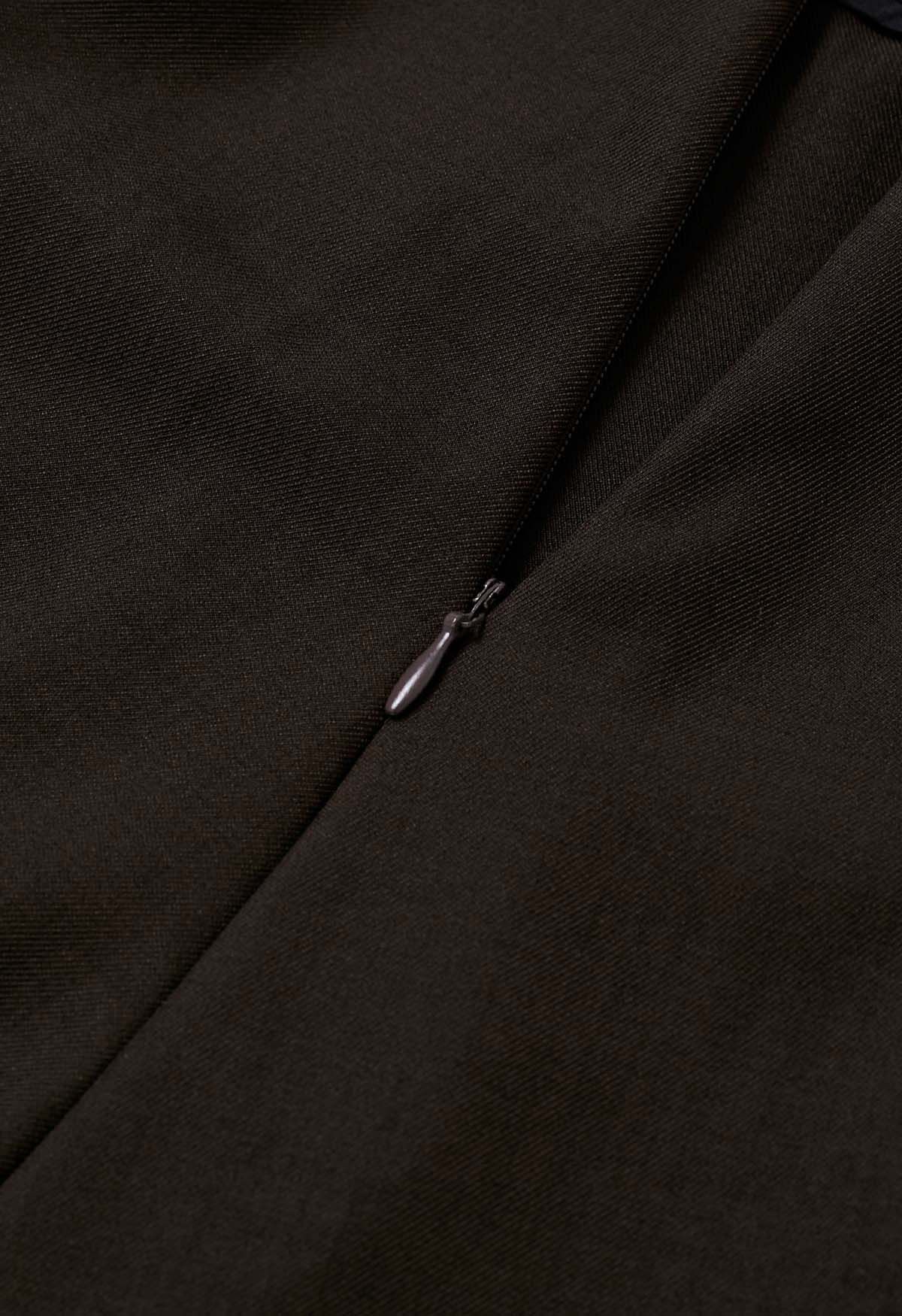 Pantalones anchos plisados con cintura anudada de moda en marrón