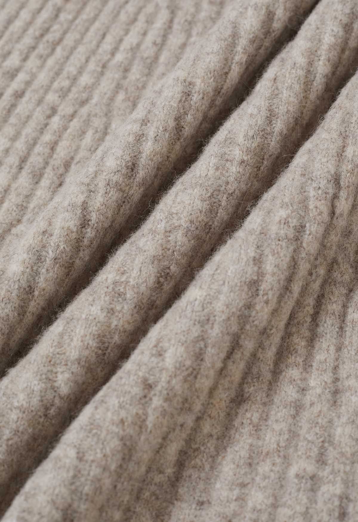 Conjunto de falda y top de mezcla de lana con cintura cruzada en color avena