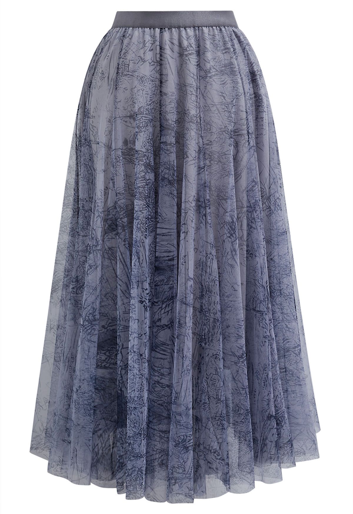 Falda de tul de malla con purpurina Fairyland en azul polvoriento